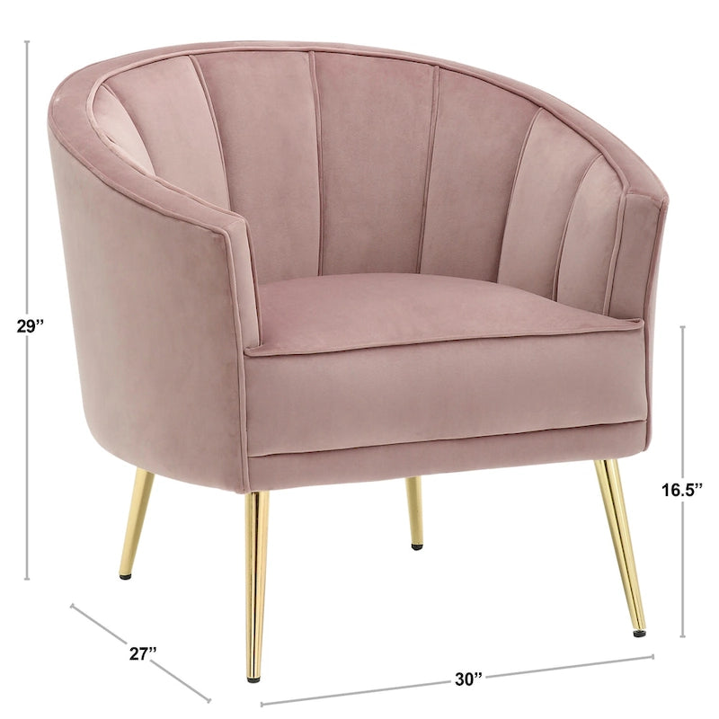 Sessel aus Samt mit goldenen Metallbeinen