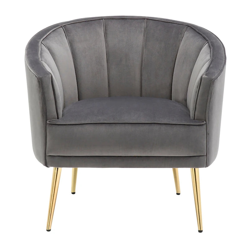 Sessel aus Samt mit goldenen Metallbeinen
