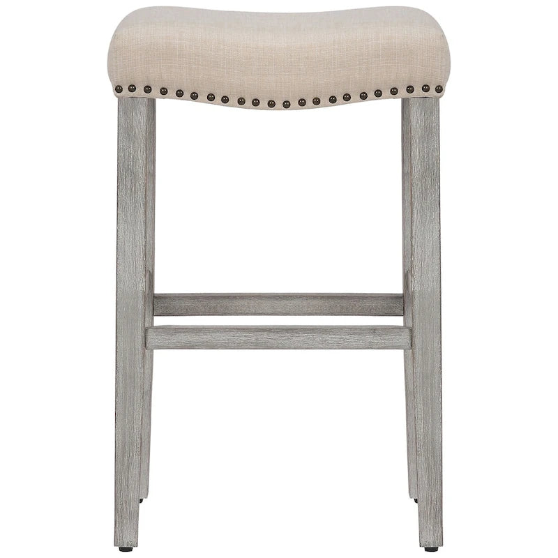 2er-Set gepolsterte Barhocker aus Polyester, 74 cm hoch, mit grauen Kautschukholzbeinen