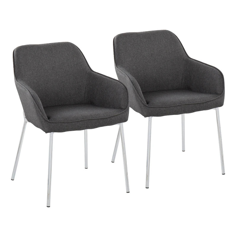 Moderner gepolsterter Schalensessel für Esszimmer mit Metallbeinen (2er-Set)