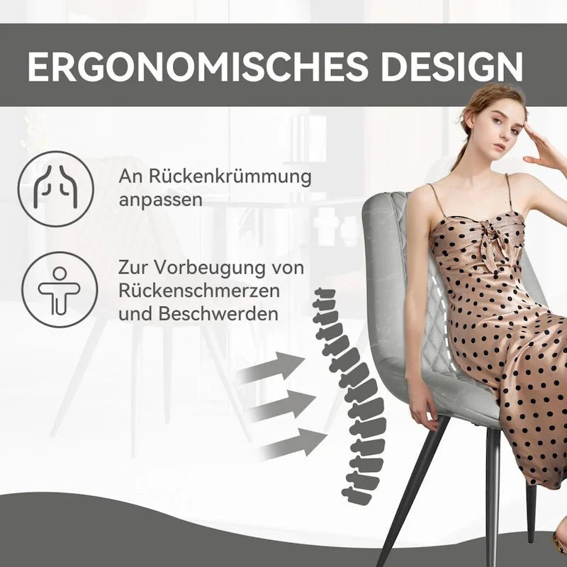 Esszimmerstuhl mit hoher Rückenlehne aus Kunstleder und Metallbeinen (2er-Set)