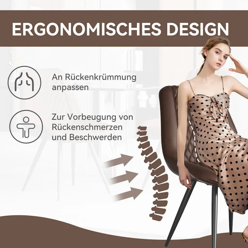 Esszimmerstuhl mit hoher Rückenlehne aus Kunstleder und Metallbeinen (2er-Set)